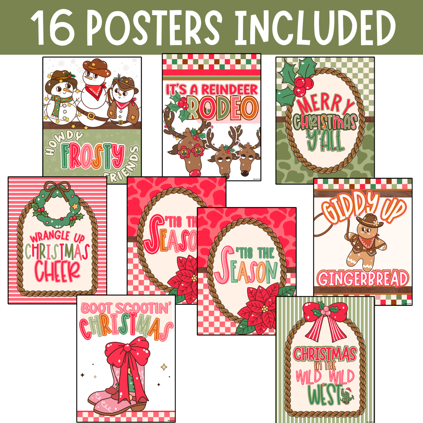 Western Christmas Classroom Posters | Winter Bulletin Board Ideas (DIGITAL FILE)