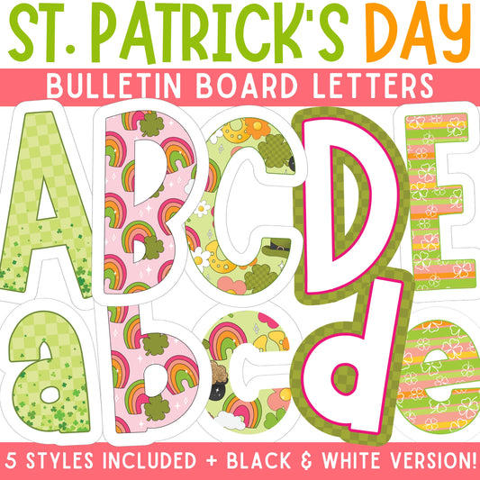 St. Patrick’s Day Bulletin Board Letters (5 Styles + Black & White) [DIGITAL DOWNLOAD]