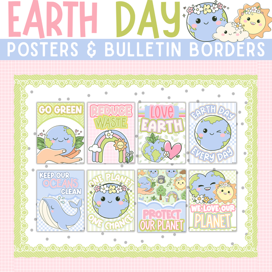 Earth Day Classroom Posters, Teacher Printable, Editable Powerpoint, Spring Bulletin Board Ideas, Printable Borders, Spring Door Decor (DIGITAL FILE)
