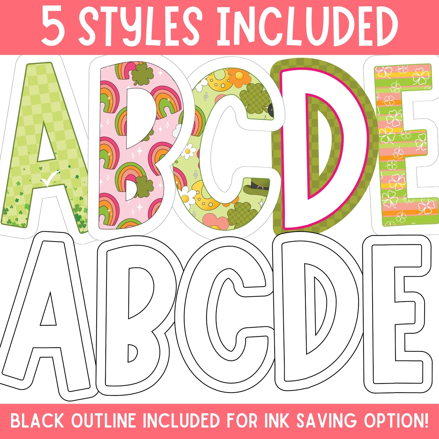 St. Patrick’s Day Bulletin Board Letters (5 Styles + Black & White) [DIGITAL DOWNLOAD]