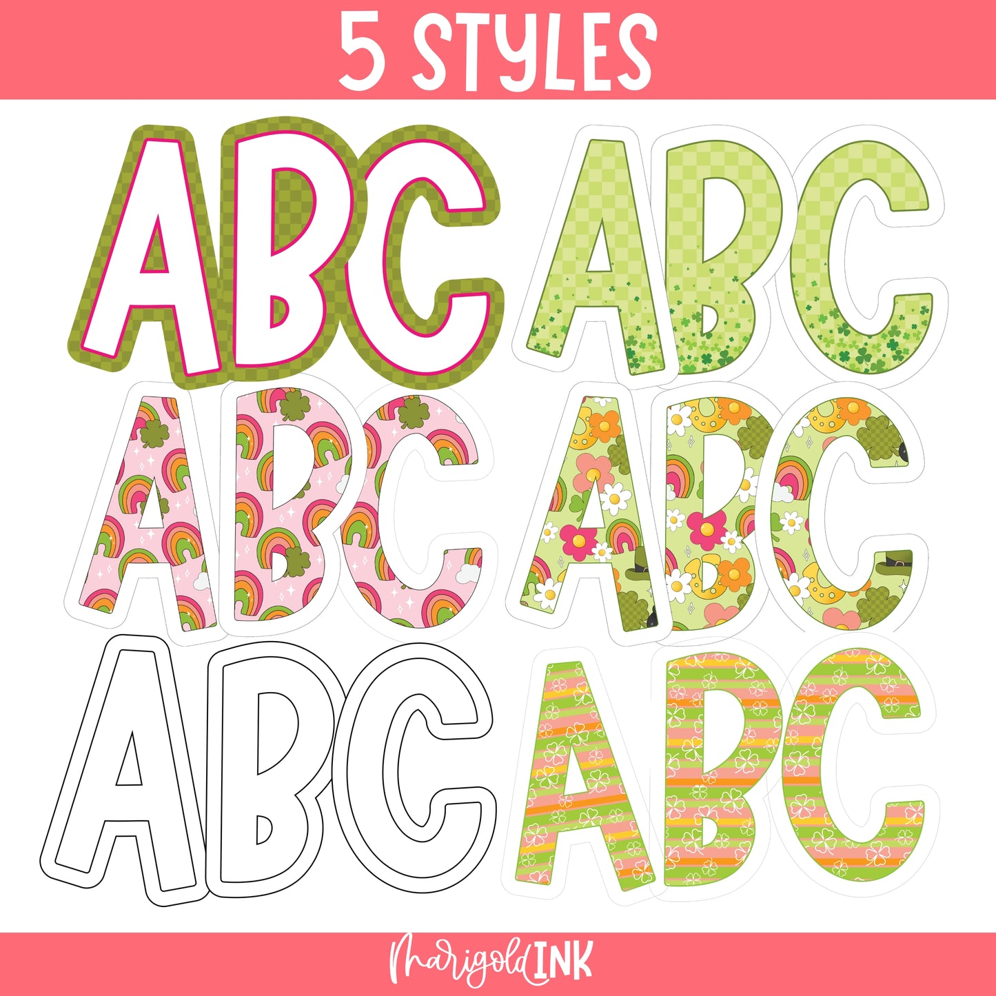 St. Patrick’s Day Bulletin Board Letters (5 Styles + Black & White) [DIGITAL DOWNLOAD]