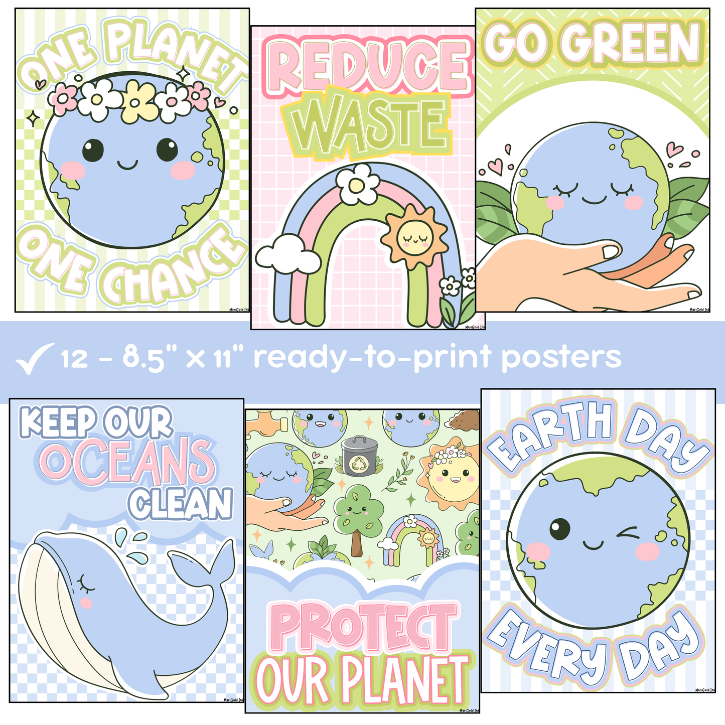 Earth Day Classroom Posters, Teacher Printable, Editable Powerpoint, Spring Bulletin Board Ideas, Printable Borders, Spring Door Decor (DIGITAL FILE)