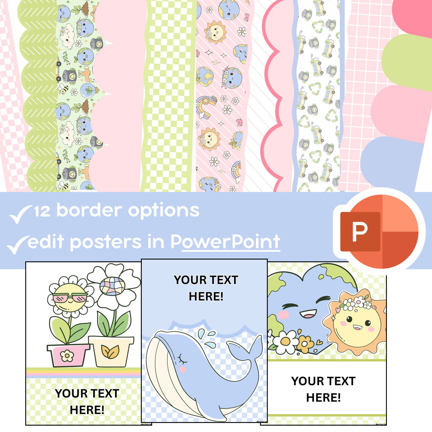 Earth Day Classroom Posters, Teacher Printable, Editable Powerpoint, Spring Bulletin Board Ideas, Printable Borders, Spring Door Decor (DIGITAL FILE)