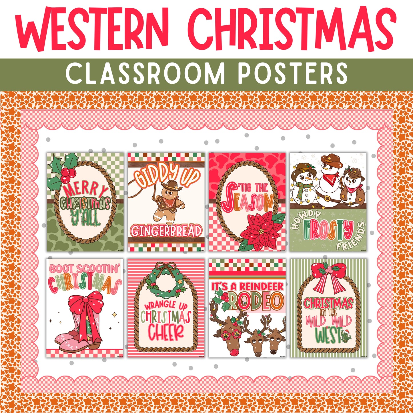 Western Christmas Classroom Posters | Winter Bulletin Board Ideas (DIGITAL FILE)